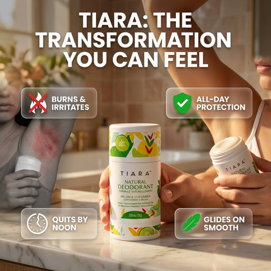 TIARA Whole Body All Natural Deodorant for Women, Aluminum Free Deodorant for Men, Safe for Kids Use All Over Body, Paraben Free, No Chemicals Vegan & Non Toxic, Travel Size Melon & Cucumber