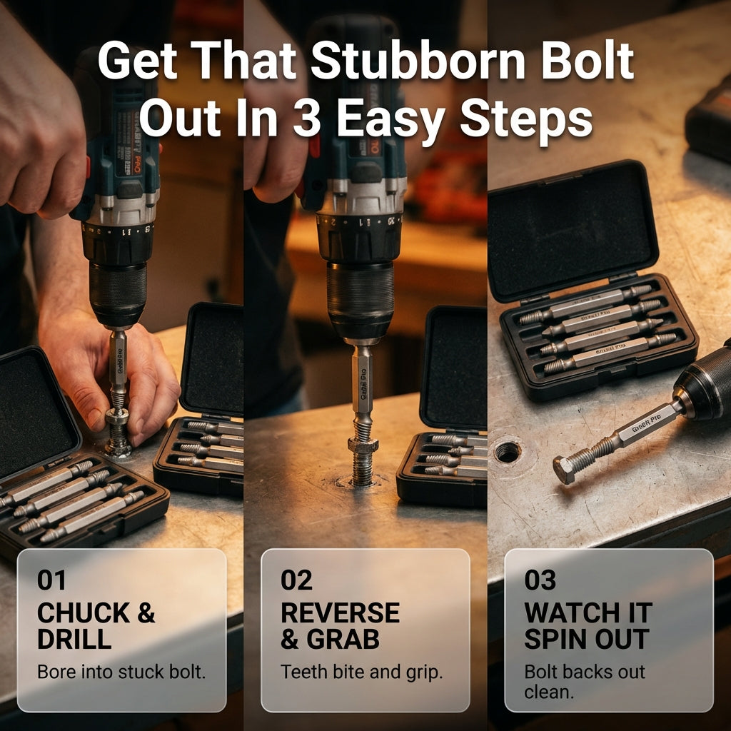Alden 8440P Grabit® Pro Broken Bolt & Damaged Screw Extractor 4 Piece Kit