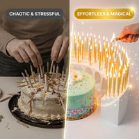 Birthday Grandstand" Modular Birthday Candle Holder for 10 to 110 candles, includes 100 gold candles