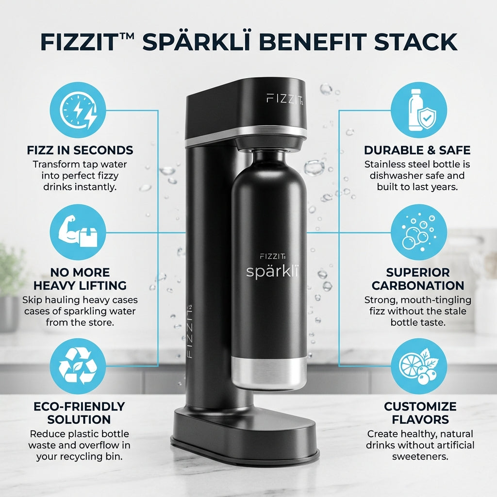 FIZZIT™ Spärklï Carbonated Water Soda Maker with Stainless Steel Bottle