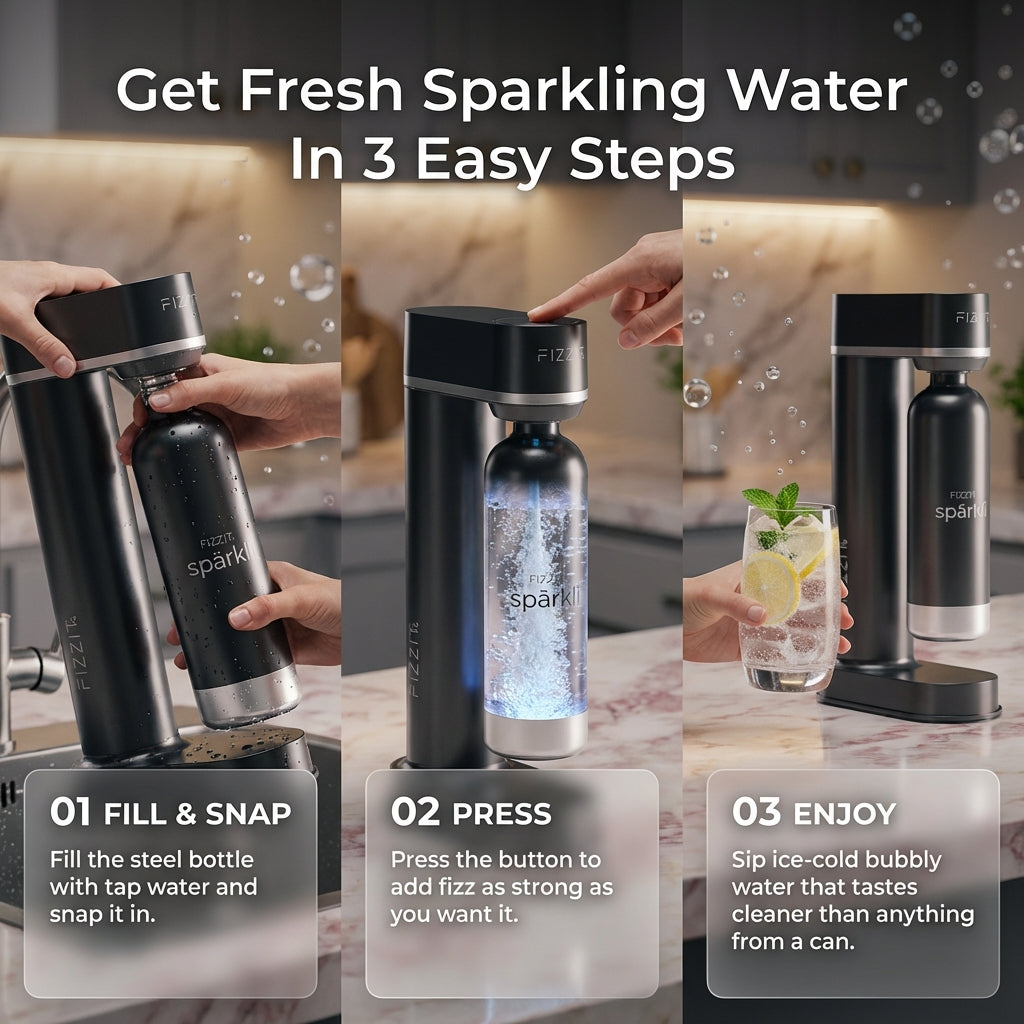 FIZZIT™ Spärklï Carbonated Water Soda Maker with Stainless Steel Bottle