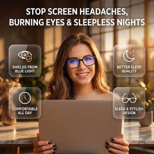 Stylish Blue Light Blocking Glasses for Women or Men - Ease Computer and Digital Eye Strain, Dry Eyes, Headaches and Blurry Vision - Instantly Blocks