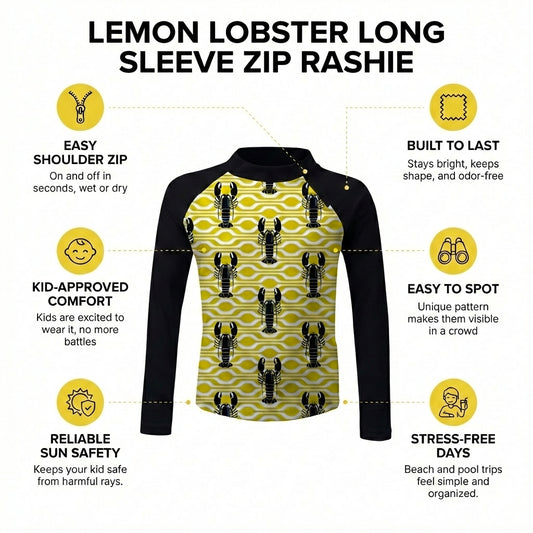 LEMON LOBSTER LONG SLEEVE ZIP RASHIE